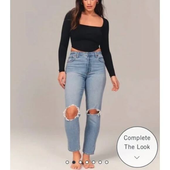 Abercrombie & Fitch Women's Curve Mom High Rise Distressed Jeans Size 30 Size 10 - Picture 9 of 9